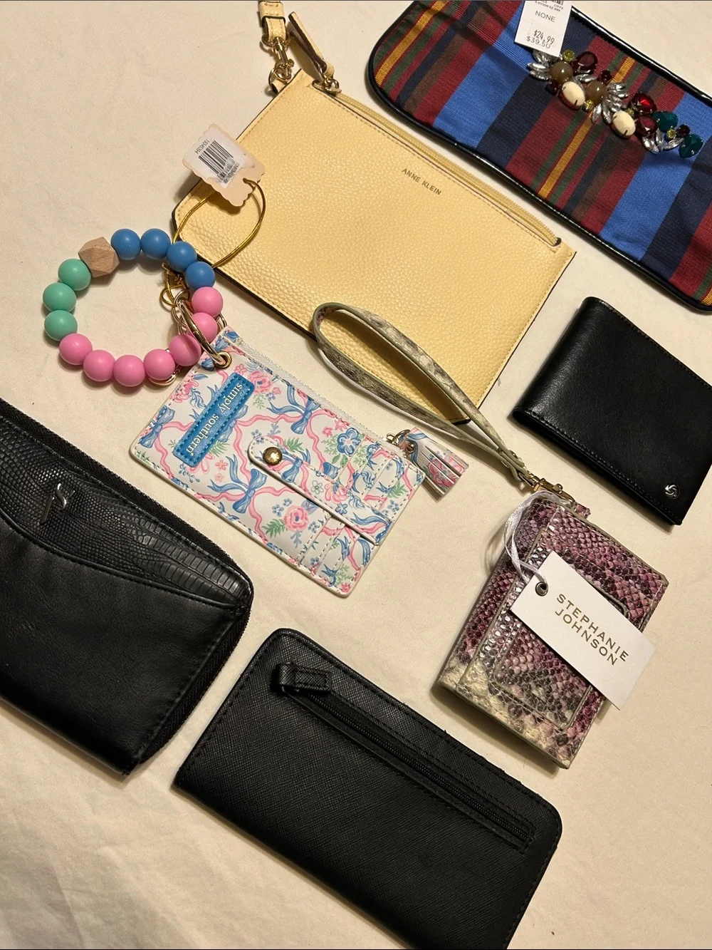 Anne Klein Pale Yellow Leather Wristlet with Gold Hardwareall 7 pc